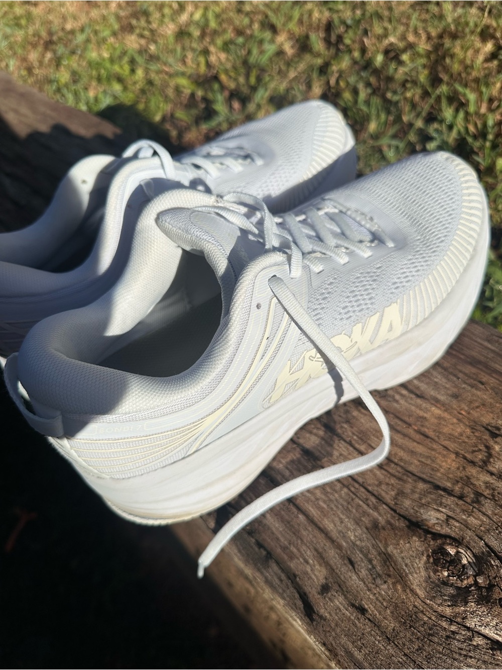 Women’s White HOKA One ONE BONDI 7 Running Shoes - Lightweight Comfort